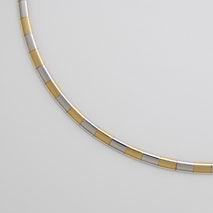 14K Yellow Gold / White Gold Domed Omega 4.0mm Chain