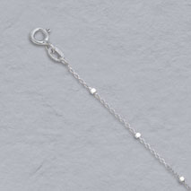 14K White Gold Diamond Cut Cable Chain with Squares