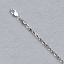 14K White Gold Solid Rope Chain  2.3mm