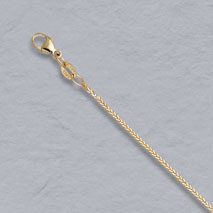 14K Yellow Gold Natural Diamond Cut Square Wheat Chain 1.0mm