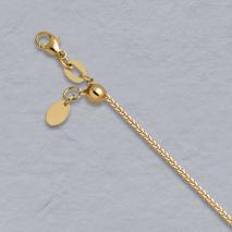 14K Yellow Gold Adjustable Diamond Cut Square Wheat Chain, 0.8mm