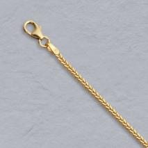 14K Yellow Gold Diamond Cut Square Wheat Chain 1.5mm