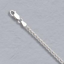 14K White Gold Round Wheat Chain 2.4mm