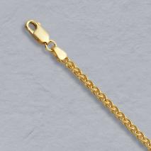 14K Yellow Gold Round Wheat 2.4mm Chain