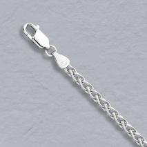 14K White Gold Round Wheat 3.4mm Chain