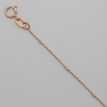 14K Rose Gold Cable Chain with White Gold Bars