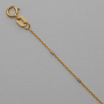 14K Yellow Gold Cable Chain with White Gold Bars