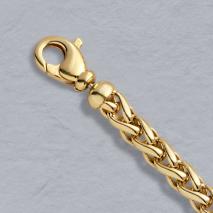 18K Yellow Gold Round Solid Wheat Chain 6.0mm