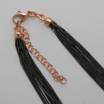 18K Rose Gold 10 Strand Octava 0.7mm, Black Rhodium Chain, 2' Extender