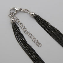 18K White Gold 10 Strand Octava 0.7mm, Black Rhodium Chain, 2' Extender