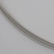 18K White Gold Domed Omega, 5.0mm Chain