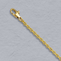 18K Yellow Gold Handmade Textured Round Cable 2.4mm Chain