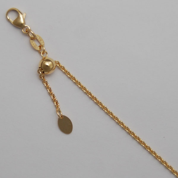 18K Yellow Gold Round Cable 1.6mm, Adjustable