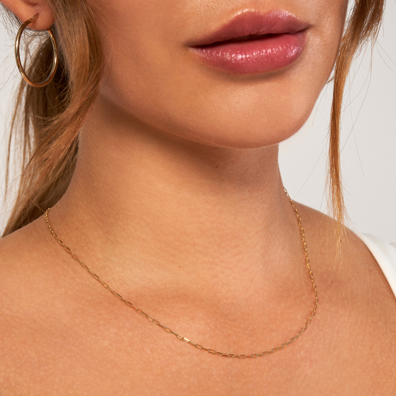 16-Inch 1.7mm Paper Clip Chain with Lobster Lock Unknown Friendly Weight 14K yellow or white gold - view 11