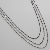 Sterling Silver and Black Rhodium 3 Strand Graduated Necklace