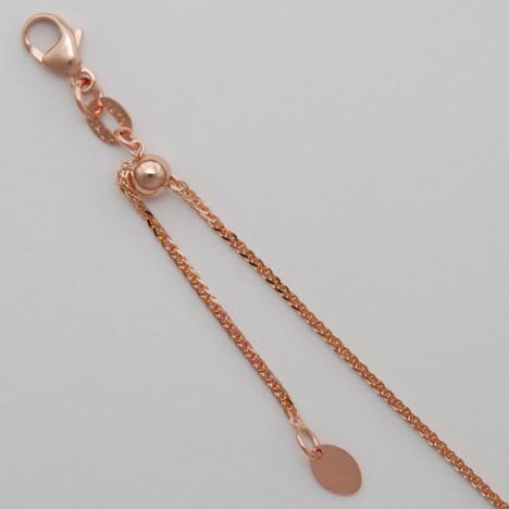 16-Inch 14K Rose Gold Adjustable Square Diamond Cut Wheat Chain, 0.8mm