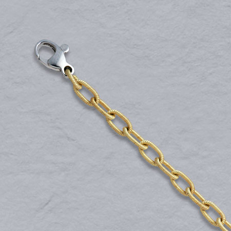 20-Inch 14K Yellow Gold Textured Oval Link 3.5mm Chain