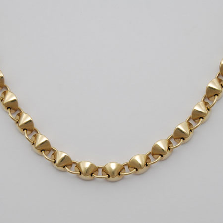 17-Inch 14K Yellow Gold Hollow Fortune Cookie Link Necklace