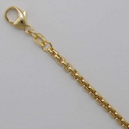 7-Inch 14K Yellow Gold Round Box Chain 2.7mm