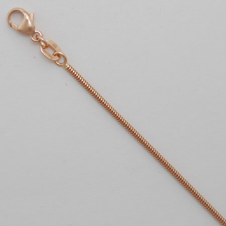 18-Inch 14K Rose Gold Round Snake 1.4mm Chain