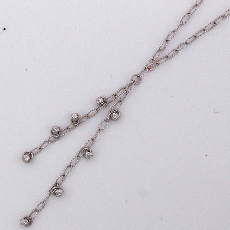 17-Inch 14K White Gold Open Link w/ Disco Ball ' Y ' Chain