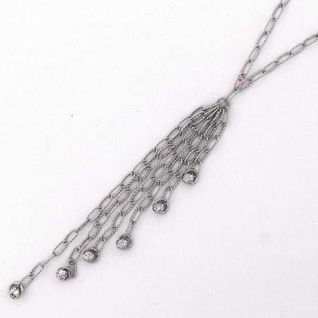 17-Inch 14K White Gold Open Link w/ White Gold Disco Balls ' Y '