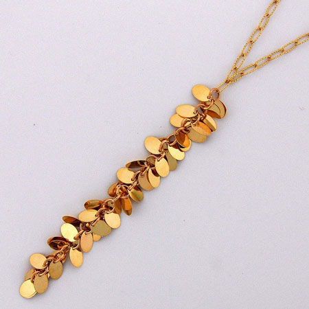 17-Inch 14K Yellow Gold Open Link w Yellow Gold Confetti ' Y ' Drop Chain