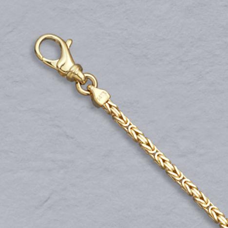 7-Inch 14K Yellow Gold Square Byzantine Chain 2.0mm