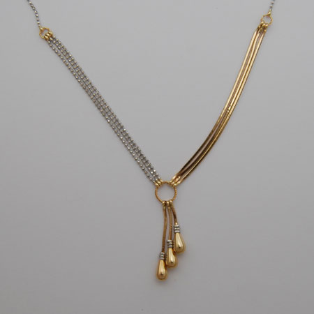 7-Inch 14K Yellow Gold Triple Snake / White Gold Diamond Cut Bead Chain