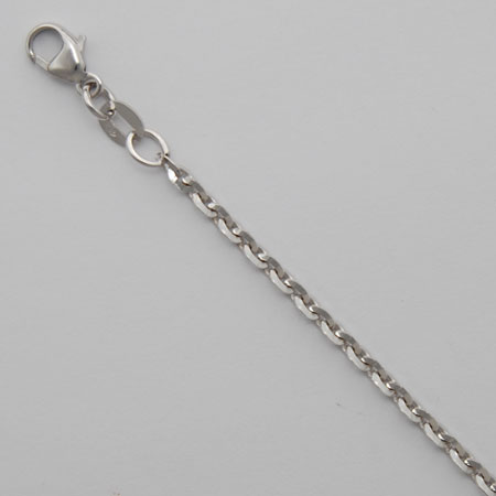 24-Inch 14K White Gold Domed Flat Cable Chain 2.4mm