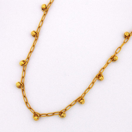 20-Inch 14K Yellow Gold Open Link Chain with Yellow Gold Disco Balls