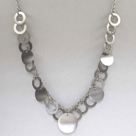 17-Inch 14K White Gold Rolo Chain with Satin Circles