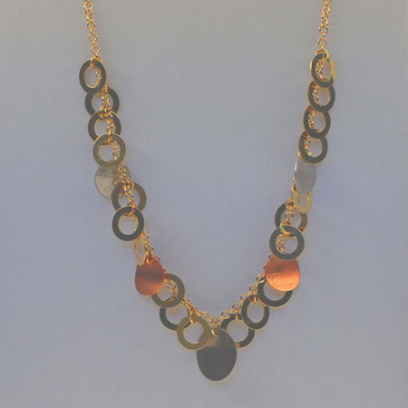 17-Inch 14K Tri-Color Satin Circle Necklace