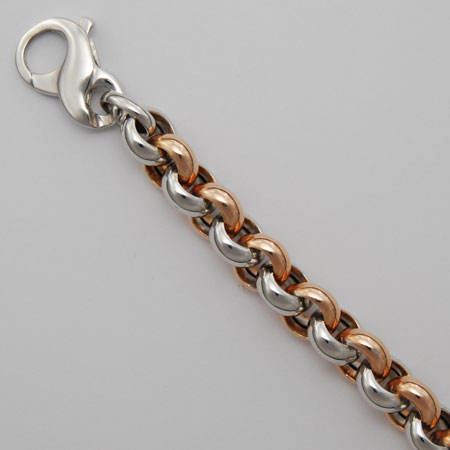 18-Inch 14K White Gold / Rose Gold Hollow Rolo Chain