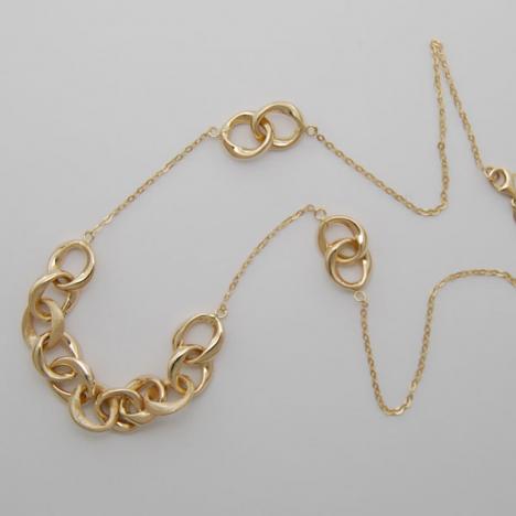 18-Inch 14K Yellow Gold Link Necklace with Multi-Rings