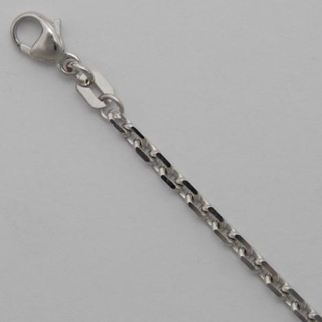 10-Inch 14K White Gold Diamond Cut Cable 2.4mm Anklet Chain