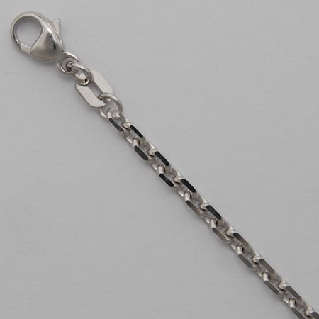 7-Inch 14K White Gold Diamond Cut Cable Chain2.4mm