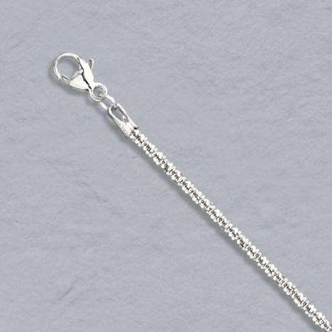 7-Inch 14K White Gold Glitter Rope Chain