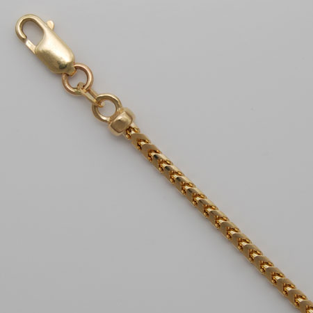 7-Inch 14K Yellow Gold Natural Franco 2.4mm Chain