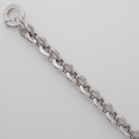 8-Inch 14K White Gold Flat Satin Cable Chain 8.7mm