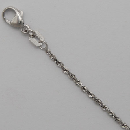 16-Inch 14K White Gold Laser Rope 1.4mm