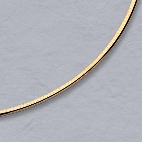 16-Inch 14K Yellow Gold Domed Omega Chain 3.0mm