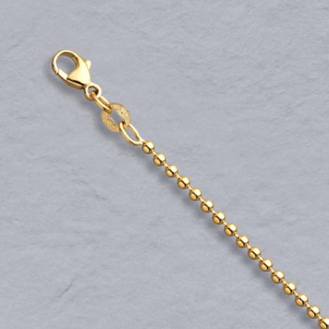 9-Inch 14K Yellow Gold Bead Chain 2.0mm