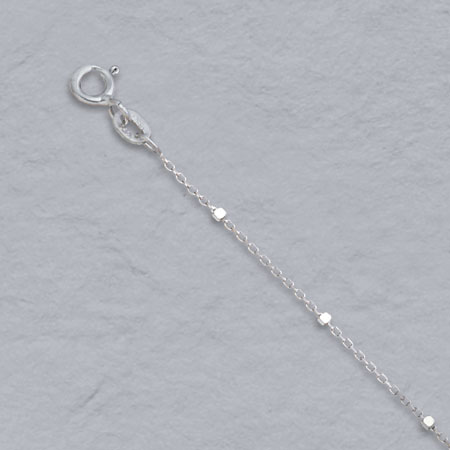 16-Inch 14K White Gold Diamond Cut Cable Chain with Squares