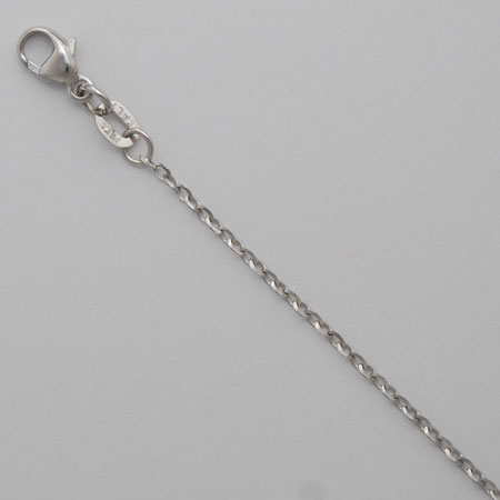 16-Inch 14K White Gold Oval Diamond Cut Link 1.5mm