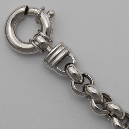 7-Inch 14K White Gold Hollow Rolo Chain 6.4mm