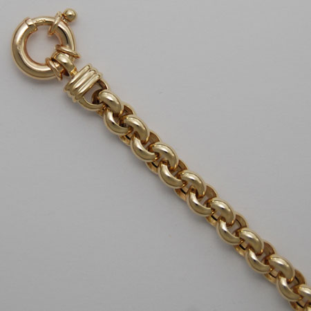 7.5-Inch 14K Yellow Gold Hollow Rolo 6.4mm Chain