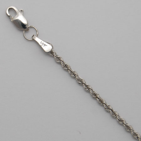 18-Inch 14K White Gold Solid Rope Chain 1.8mm