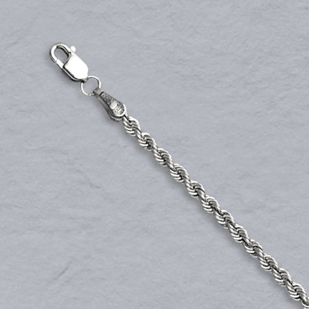 16-Inch 14K White Gold Solid Rope Chain 2.3mm