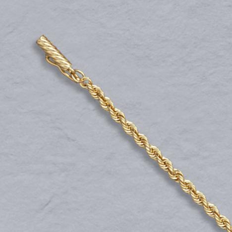 16-Inch 14K Yellow Gold Solid Rope 2.3mm, Lobster Clasp